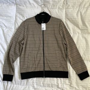 H&M Lightweight Bomber Jacket in Tan/Black (Size Medium)